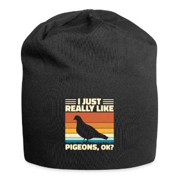 I just like pigeons very much - Jersey Beanie - black - Front