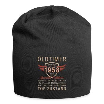 65. Geburtstag Oldtimer Oktober Jahrgang 1958 - Jersey-Beanie - Schwarz - Vorne