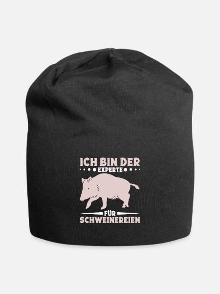 Jäger Wildschwein Wildschweinliebhaber Jagdschein - Jersey-Beanie - Schwarz
