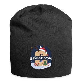 Toller Brandon-Name mit Weihnachtsmütze im Weihnachtsthema - Jersey-Beanie - Schwarz - Vorne