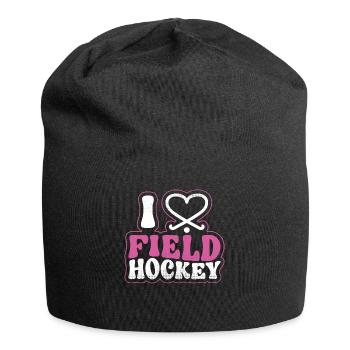Field Hockey Heart I Love Field - Jersey-Beanie - Schwarz - Vorne