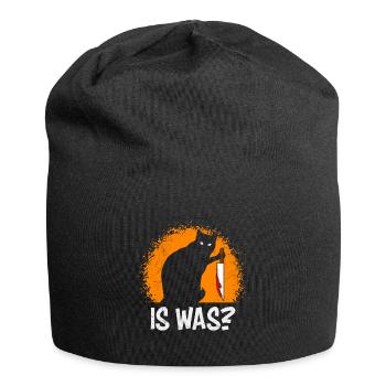 Gruselige Horror Katze mit Messer IS WAS? - Jersey-Beanie - Schwarz - Vorne