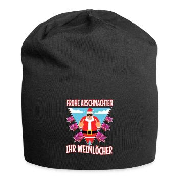 Frohe Arschnachten ihr Weinlöcher - Jersey-Beanie - Schwarz - Vorne