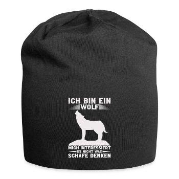 Wolf Wolfrudel Wolffan Wolf Spruch Wolfliebhaber - Jersey-Beanie - Schwarz - Vorne