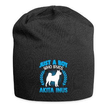 Boy who loves Akita Inu Shiba Inu - Jersey Beanie - black - Front