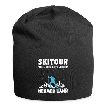Ski Tour Weil den Lift jeder Nehmen kann - Jersey-Beanie - Schwarz - Vorne