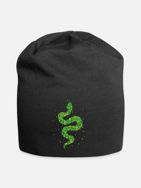 Schlange Schlangen Terrarium Schlangenliebhaber - Jersey-Beanie - Schwarz