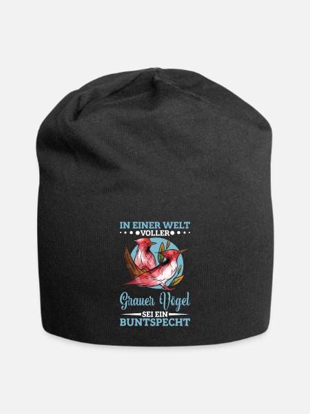 Buntspechtfan Spechtliebhaber Vogelfreund - Jersey-Beanie - Schwarz
