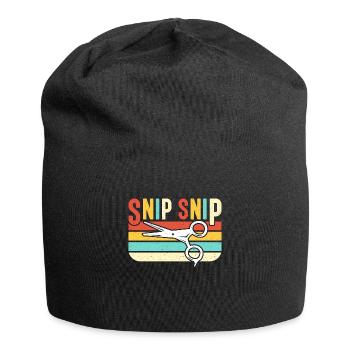 Hairstylist Snip Snip Retro Loves Haircut Scissors - Jersey Beanie - black - Front