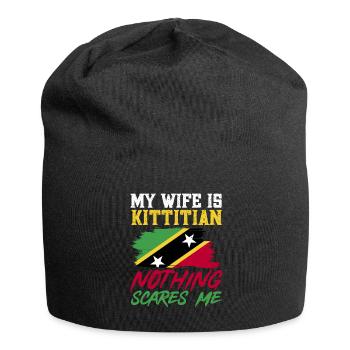 St. Kitts und Nevis Flagge - Jersey-Beanie - Schwarz - Vorne