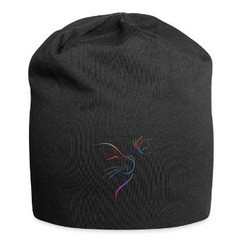 Chat avec papillon - Bonnet en jersey - noir - Devant