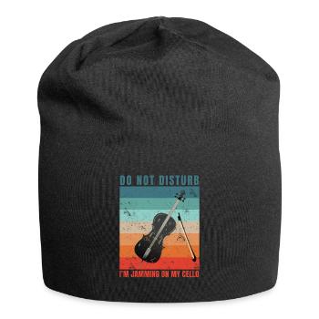 Cello Player Cellist Musician Collo Music Vintage - Jersey Beanie - black - Front