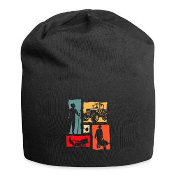 Farmer Retro Tractor Agriculture Oldschool - Jersey-Beanie - Schwarz - Vorne