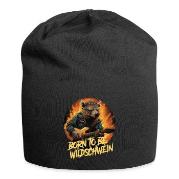 Born to be Wildschwein, Lustiges Wortspiel, Jäger - Jersey-Beanie - Schwarz - Vorne