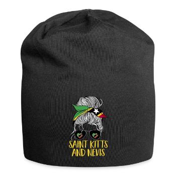 St. Kitts und Nevis Flagge - Jersey-Beanie - Schwarz - Vorne