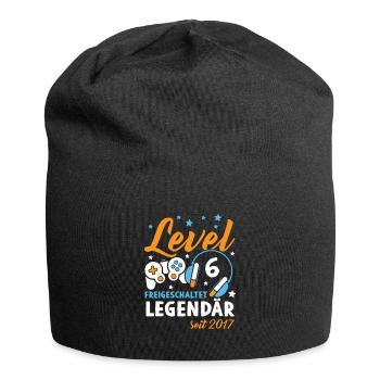 Level 6 Jahre Geburtstagsshirt Gamer 2017 - Jersey-Beanie - Schwarz - Vorne