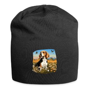 Hund Beagle Harrier - Jersey-Beanie - Schwarz - Vorne