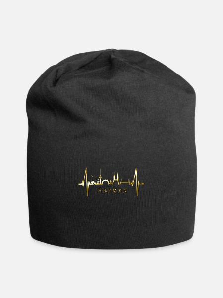 Bremen Skyline Bremer Herzschlag Fan Herz Liebe - Jersey-Beanie - Schwarz