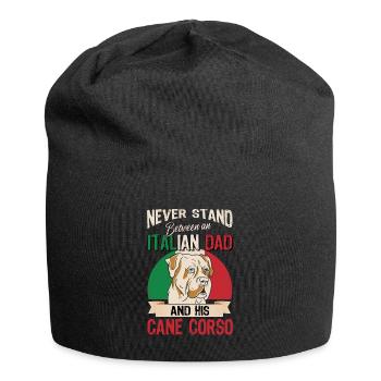 Papa italien et son Cane Corso - Bonnet en jersey - noir - Devant