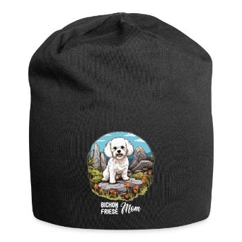 Hund Bichon Friesé - Jersey-Beanie - Schwarz - Vorne