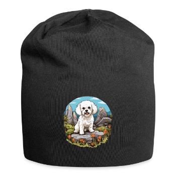 Hund Bichon Friesé - Jersey-Beanie - Schwarz - Vorne
