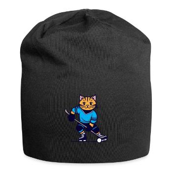 Hockey sur glace enfants chat I drôles d’animaux | Sport - Bonnet en jersey - noir - Devant