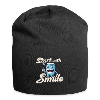 Start With Smile - Jersey Beanie - black - Front