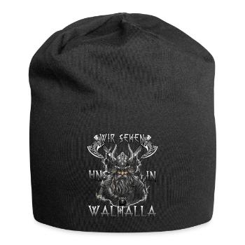 Walhalla Krieger Geschenk für Wikinger-Fans - Jersey-Beanie - Schwarz - Vorne