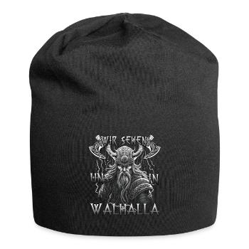 Walhalla Krieger Geschenk für Wikinger-Fans - Jersey-Beanie - Schwarz - Vorne