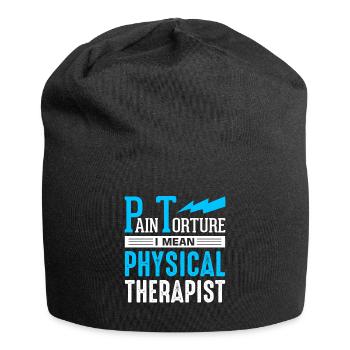 PT Physiotherapie Physiotherapeutin Job - Jersey-Beanie - Schwarz - Vorne