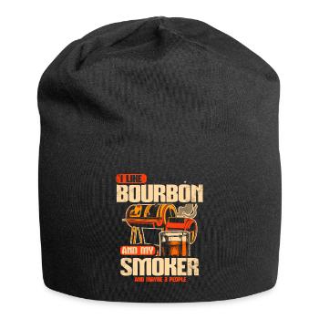 I Like My Bourbon And My Smoker And Maybe 3 People - Jersey Beanie - black - Front
