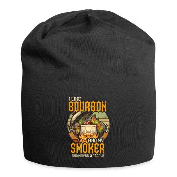 I Like My Bourbon And My Smoker And Maybe 3 People - Jersey Beanie - black - Front