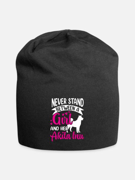 Mädchen und ihr Akita Inu japanischer Akita - Jersey-Beanie - Schwarz