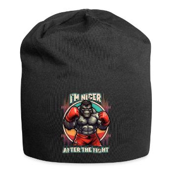 Lustiger Gorilla, Affe als Boxer, Boxing Spruch - Jersey-Beanie - Schwarz - Vorne