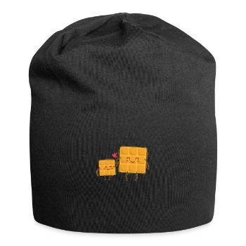 Waffel Mama mit Waffel Kind Teig Gebäck - Jersey-Beanie - Schwarz - Vorne