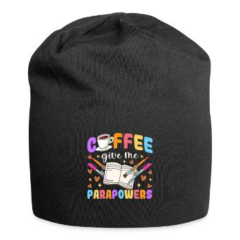 Funny Coffee Para Teacher Paraprofessional - Jersey Beanie - black - Front