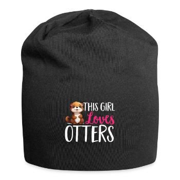 Otter Animal Kids & Adult - This Girl loves Otters - Jersey Beanie - black - Front