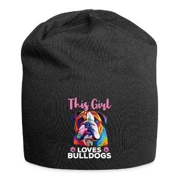 Bouledogue anglais britannique amant - Cette fille aime - Bonnet en jersey - noir - Devant