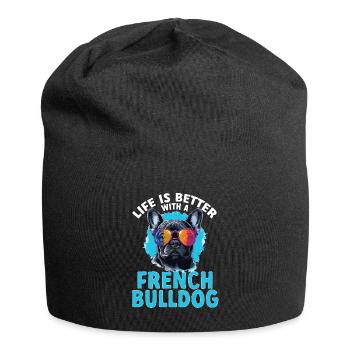La vie est meilleure avec un bouledogue français - Bonnet en jersey - noir - Devant