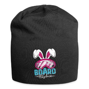 Snowboard Häschen Hasenohren Snowboarderin - Jersey-Beanie - Schwarz - Vorne