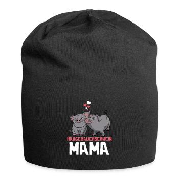 Schweine Hängebauchschwein Mama Landwirtin - Jersey-Beanie - Schwarz - Vorne