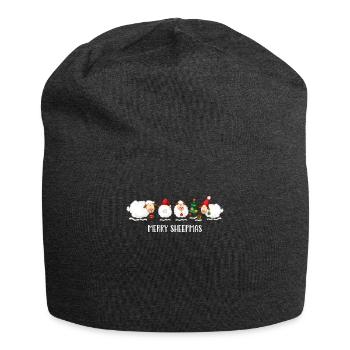 Lustiges Frohe Weihnachten Schaf Familie Kinder - Jersey-Beanie - Anthrazit - Vorne