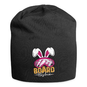 Snowboard Häschen Hasenohren Snowboarderin - Jersey-Beanie - Schwarz - Vorne