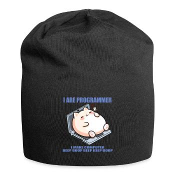 I are programmer, fat sleeping cat - Jersey Beanie - black - Front