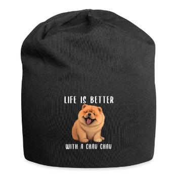 La vie est plus belle avec un chau chau - Bonnet en jersey - noir - Devant