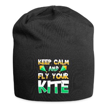 Fly a Kite Hobby Wind Kiteboard Funny - Jersey Beanie - black - Front