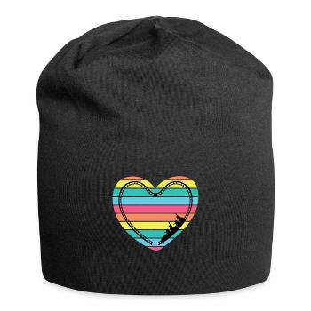 Roller Coaster Heart Rainbow Theme Park - Jersey Beanie - black - Front