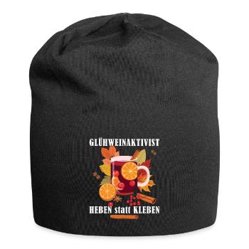 "Glühweinaktivist Heben statt Kleben" - Weihnachts - Jersey-Beanie - Schwarz - Vorne