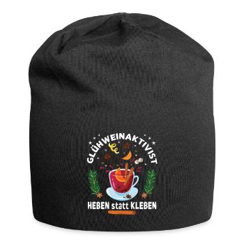 "Glühweinaktivist Heben statt Kleben" - - Jersey-Beanie - Schwarz - Vorne