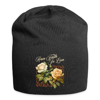 Vintage Roses, Victorian Rose, Love Saying - Jersey Beanie - black - Front